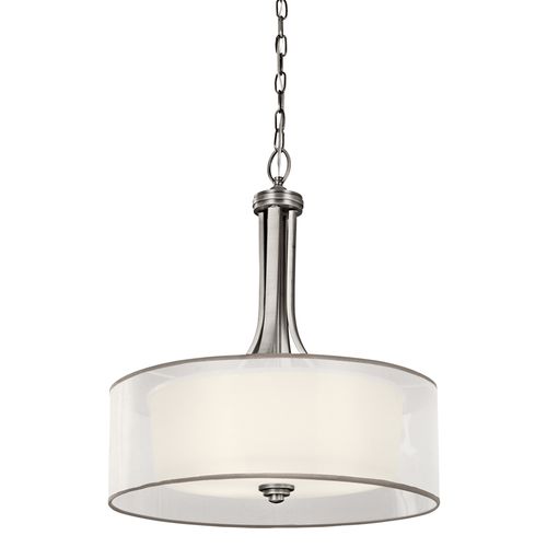 Main product image of Lacey 23.5" 4 Light Pendant w/ Satin Etched Cased Opal Inner Diffusers and White Translucent Organza Outer Shade (Antique Pewter)