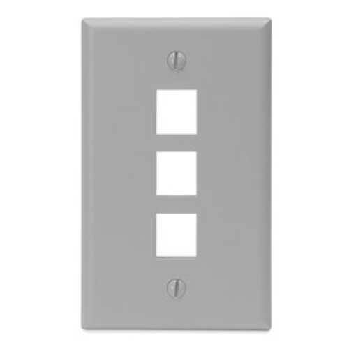 Main product image of Single-Gang Quickport, Wallplate, 3-port (Gray)