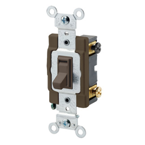 Main product image of 20A, 120/277V Toggle Framed Double-pole AC Quiet Switch, Commercial Spec Grade, Grounding, Side Wired(Brown)