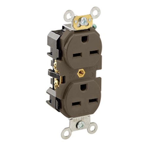 Main product image of Duplex Receptacle Outlet,  Smooth Face, 15A, 250V Back or Side Wire, NEMA 6-15R, 2-Pole, 3-Wire, Self-Grounding (Brown)
