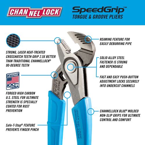 Main product image of 8" SpeedGrip Straight Jaw Tongue and Groove Pliers