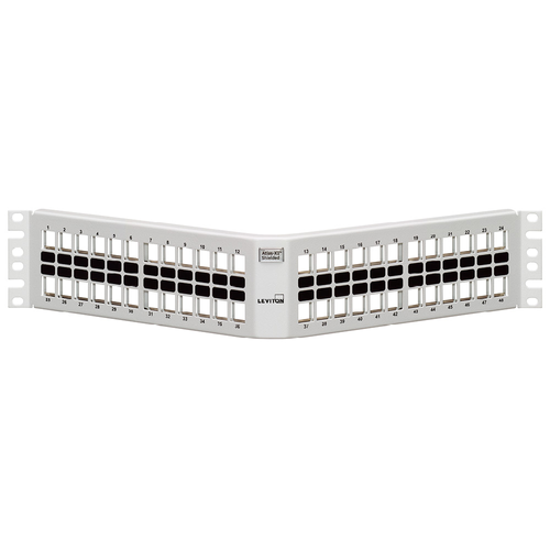 Main product image of Shielded Angled Quickport, Patch Panel, 48"port, 2RU (White)