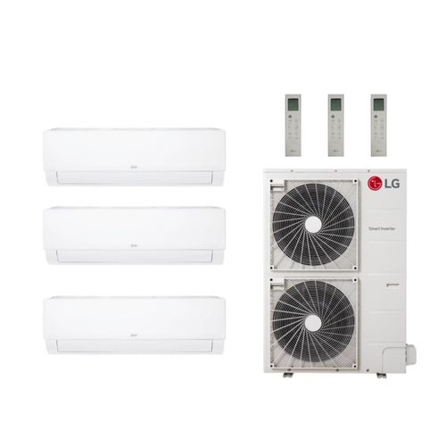 Main product image of 42,000 BTU, R-32, 21.5 SEER2 Ductless Three Zone Heat Pump Package (9+9+24)
