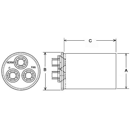 Main product image of Capacitor - 70/15/370 Dual Round, 43-101665-64