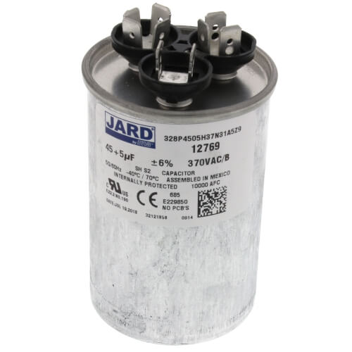 Main product image of 45/5 MFD Dual Round Capacitor (370V), 43-25133-06