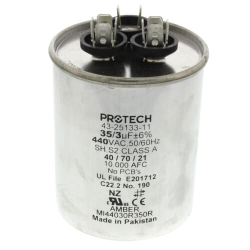 Main product image of 35/3 MFD Dual Round Capacitor (440V), 43-25133-11