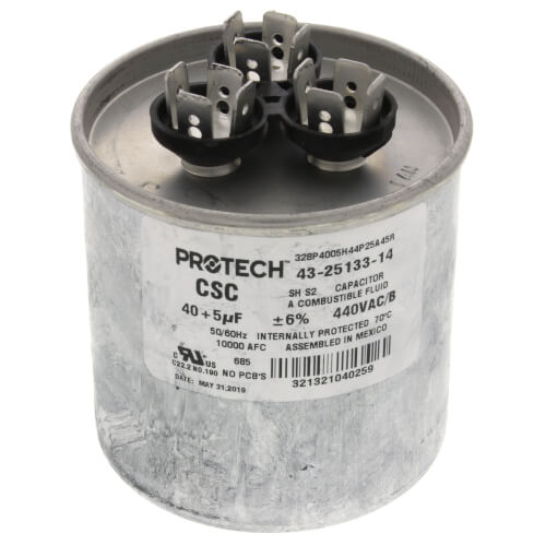 Main product image of 40/5 MFD Dual Round Capacitor (440V), 43-25133-14