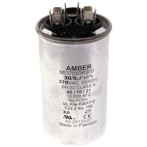 Main product image of 30/5 MFD Round Dual Run Capacitor (370V), 43-25133-21