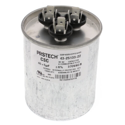 Main product image of 40/5 MFD Dual Round Capacitor (370V), 43-25133-22