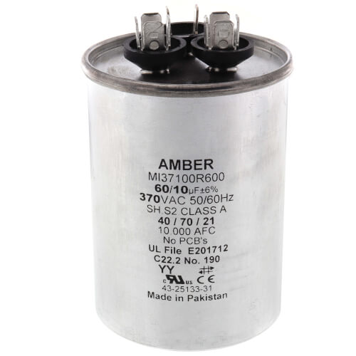 Main product image of 60/10 MFD Round Run Capacitor (370V), 43-25133-31