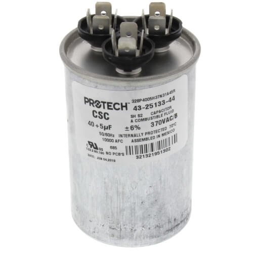 Main product image of 40/5 MFD Round Capacitor (370V), 43-25133-44