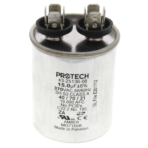 Main product image of 15 MFD Single Round Capacitor (370V), 43-25136-08