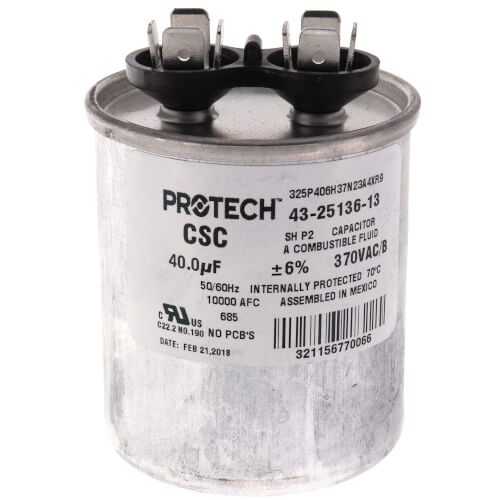 Main product image of 40 MFD Round Run Capacitor (370V), 43-25136-13