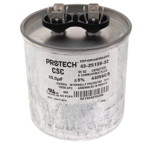 Main product image of 40 MFD Round Run Capacitor (440V), 43-25136-32