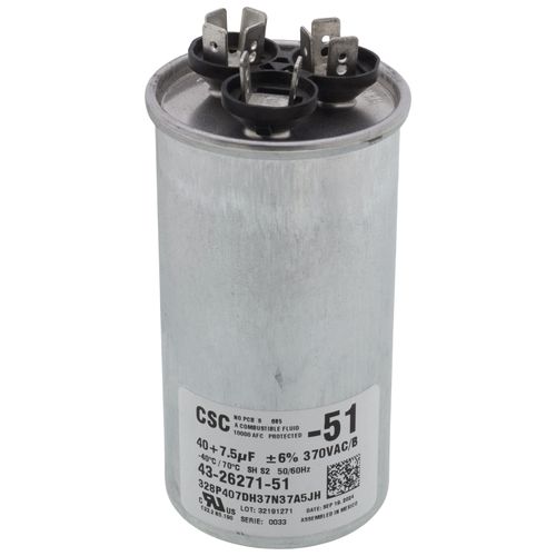 Main product image of 40/7.5 MFD Dual Run Capacitor (370V), 43-26271-51