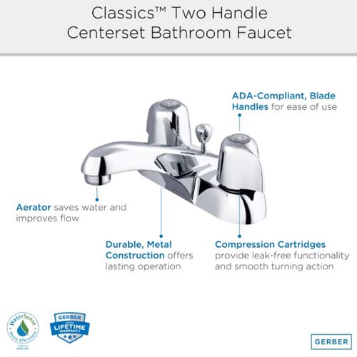 Main product image of Classics Two Handle Centerset Bathroom Faucet w/ Pop-Up (Chrome), G0043431