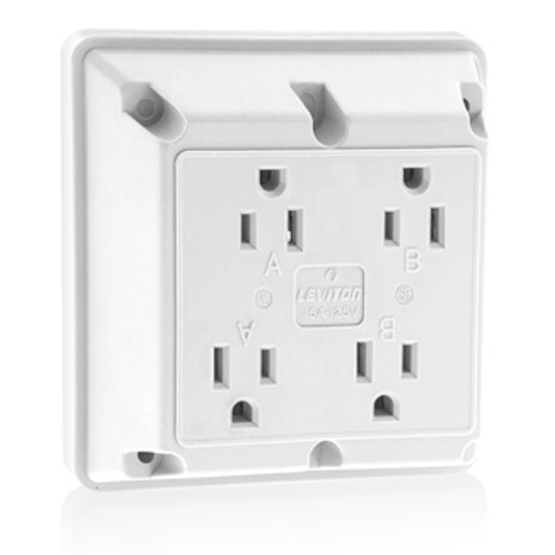 Main product image of 15A 4-in-1 Quadruplex Receptacle/outlet, Industrial Grade (White)