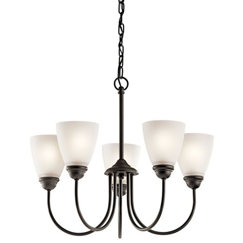 Main product image of Jolie 18.5" 5 Light Chandelier w/ Satin Etched Glass (Olde Bronze)