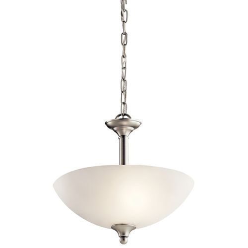 Main product image of Jolie 15" 2 Light Convertible Inverted Pendant and Semi Flush w/ Satin Etched Glass (Brushed Nickel)