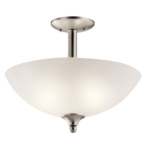Main product image of Jolie 15" 2 Light Convertible Inverted Pendant and Semi Flush w/ Satin Etched Glass (Brushed Nickel)
