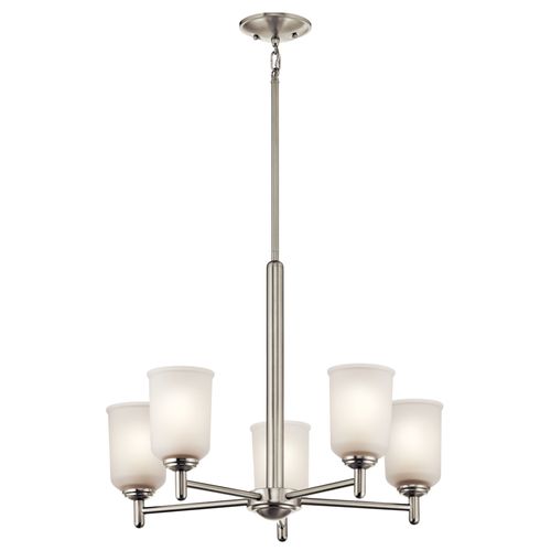 Main product image of Shailene 18.25" 5 Light Chandelier w/ Satin Etched Glass (Brushed Nickel)