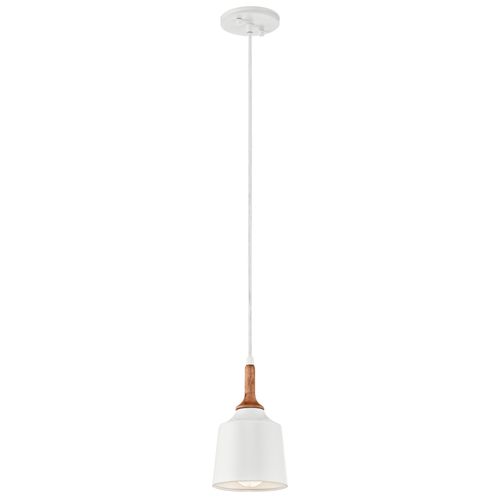 Main product image of Danika 9.25" 1 Light Mini Pendant w/ White finish and Wood Accents