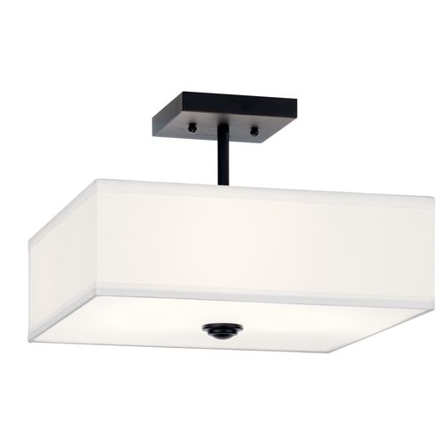 Main product image of Shailene 14" 3 Light Square Semi Flush w/ Satin Etched White Diffuser and White Microfiber Shade (Brushed Nickel)
