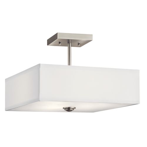 Main product image of Shailene 14" 3 Light Square Semi Flush w/ Satin Etched White Diffuser and White Microfiber Shade (Brushed Nickel)