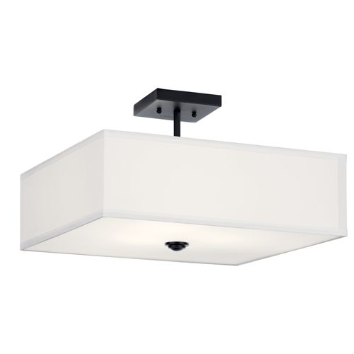 Main product image of Shailene 18" 3 Light Square Semi Flush w/ Satin Etched White Diffuser and White Microfiber Shade (Brushed Nickel)