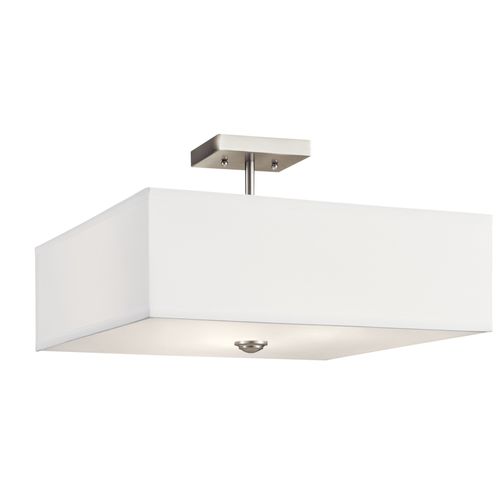 Main product image of Shailene 18" 3 Light Square Semi Flush w/ Satin Etched White Diffuser and White Microfiber Shade (Brushed Nickel)