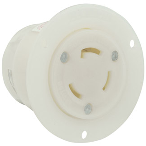Main product image of 30A, 125/250V NEMA Non-NEMA, 3P, 3W, Flanged Outlet Locking Receptacle, Non-Grounding (White)