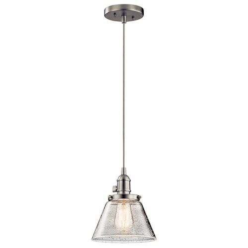 Main product image of Avery 8.75" 1 Light Bell Mini Pendant w/ Clear Seeded Glass (Brushed Nickel)