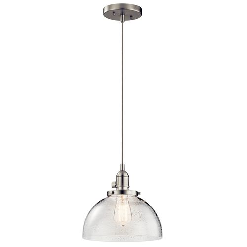 Main product image of Avery 9.25" 1 Light Mini Pendant w/ Clear Seeded Glass (Brushed Nickel)
