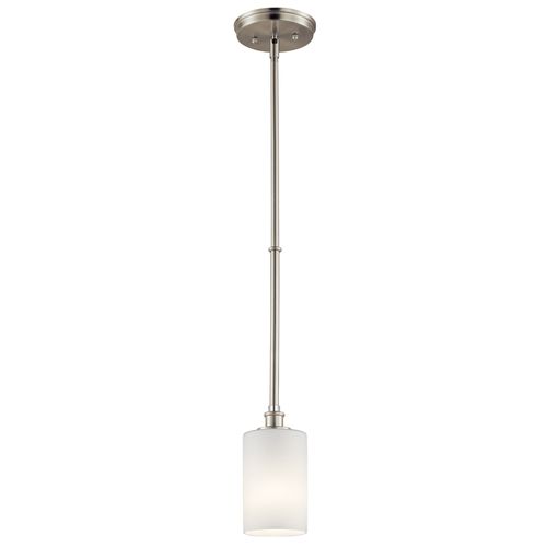 Main product image of Joelson 19" 1 Light Mini Pendant w/ Satin Etched Cased Opal and Clear Glass Accent Glass (Brushed Nickel)