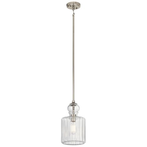 Main product image of Riviera 13.75" 1 Light Pendant w/ Clear Ribbed Glass (Brushed Nickel)