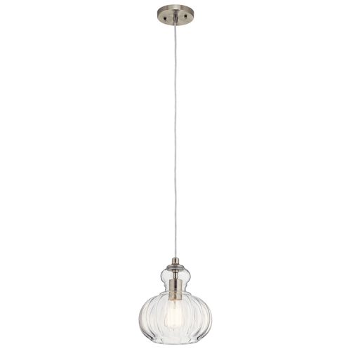 Main product image of Riviera 10.25" 1 Light Pendant w/ Clear Ribbed Glass (Brushed Nickel)