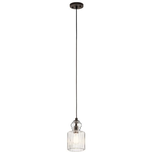 Main product image of Riviera 10.75" 1 Light Pendant w/ Clear Ribbed Glass (Olde Bronze)