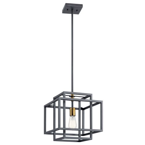 Main product image of Taubert 13" 1 Light Pendant w/ (Black) and (Natural Brass) Accents