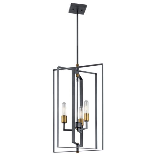 Main product image of Taubert 26.25" 3 Light Foyer Pendant w/ (Black) and (Natural Brass) Accents