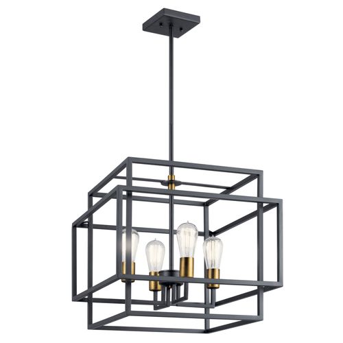 Main product image of Taubert 16.5" 4 Light Pendant w/ (Black) and (Natural Brass) Accents