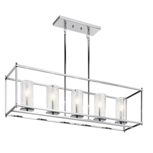 Main product image of Crosby 13.75" 5 Light Linear Chandelier w/ Clear Glass (Chrome)
