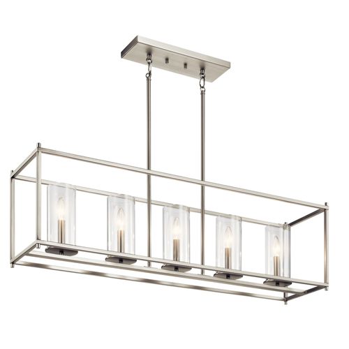 Main product image of Crosby 13.75" 5 Light Linear Chandelier w/ Clear Glass (Brushed Nickel)
