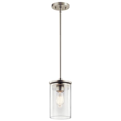 Main product image of Crosby 10.75" 1 Light Mini Pendant w/ Clear Glass (Brushed Nickel)