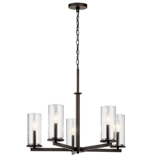 Main product image of Crosby 22.25" 5 Light Chandelier Clear Glass (Olde Bronze)