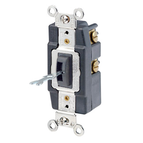 Main product image of 15A 120/277V Toggle Locking Double-Throw Ctr-OFF 1P AC Quiet Switch, Extra Heavy Duty (Black)