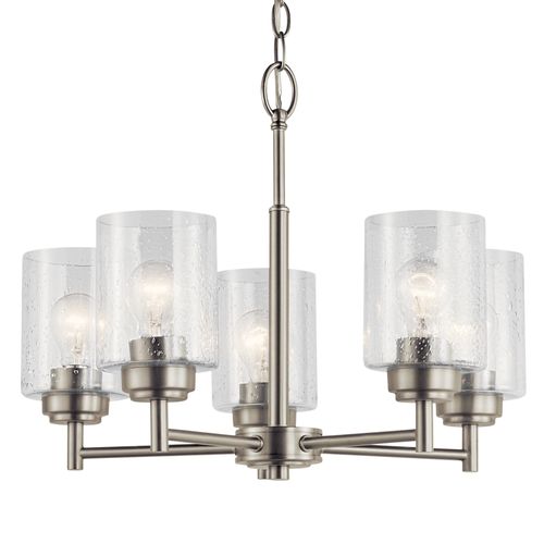 Main product image of Winslow 19.75" 5 Light Chandelier w/ Clear Seeded Glass (Brushed Nickel)