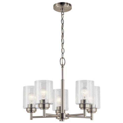 Main product image of Winslow 19.75" 5 Light Chandelier w/ Clear Seeded Glass (Brushed Nickel)