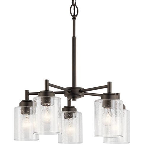 Main product image of Winslow 19.75" 5 Light Chandelier w/ Clear Seeded Glass (Olde Bronze)