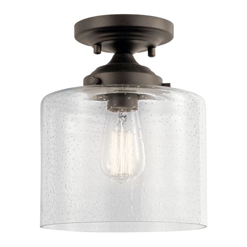 Main product image of Winslow 8.5" 1 Light Semi Flush w/ Clear Seeded Glass (Olde Bronze)