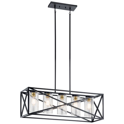 Main product image of Moorgate 36" 5 Light Linear Chandelier w/ Clear Glass (Black) and Brass